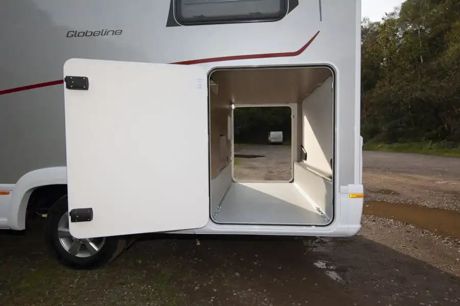 The garage in the Dethleffs Globeline T 6613 EB motorhome (Click to view full screen)