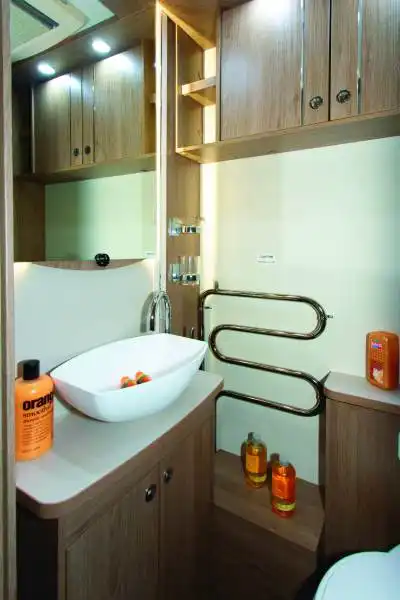  A heated towel rail and enough surfaces in the washroom (Click to view full screen)