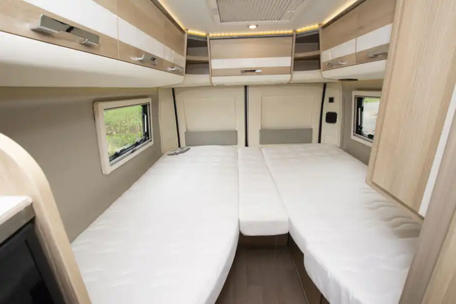 Twin beds in the Dreamer D68 Limited campervan (Click to view full screen)