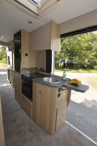 The Elddis Autoquest CV60 campervan kitchen (Click to view full screen)