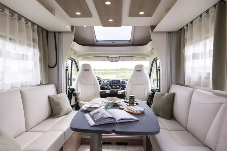 The inviting lounge area in the Pilote Pacific P696D motorhome (Click to view full screen)