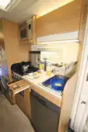 As with many 'vans with a similar layout, the kitchen is cramped
