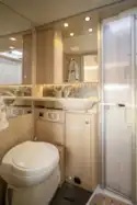 The washroom is equally as luxurious as the rest of the motorhome
