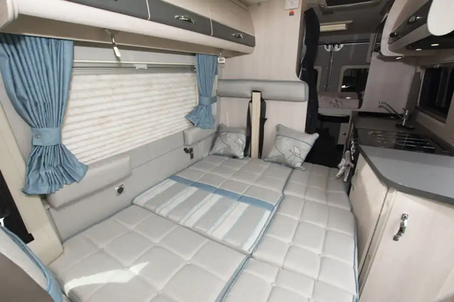 With interior seating converted into beds in the Auto-Sleepers Fairford Plus campervan (Click to view full screen)