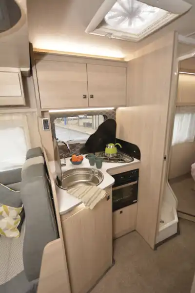 The kitchen in the Auto-Trail F-Line F74 motorhome (Click to view full screen)