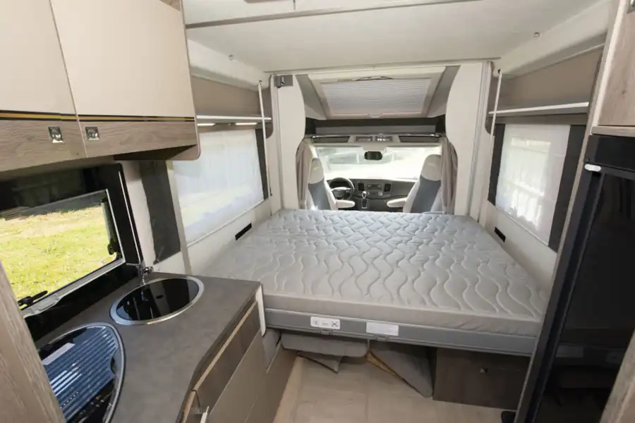 The lounge bed in the Chausson 720 motorhome (Click to view full screen)