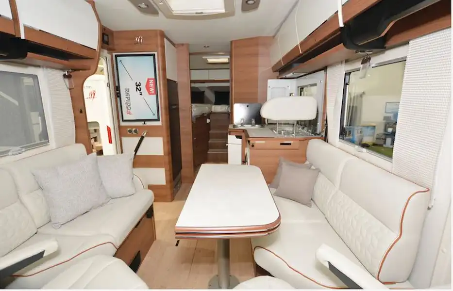 The Rapido 8066dF 60 Edition A-class motorhome view aft (Click to view full screen)