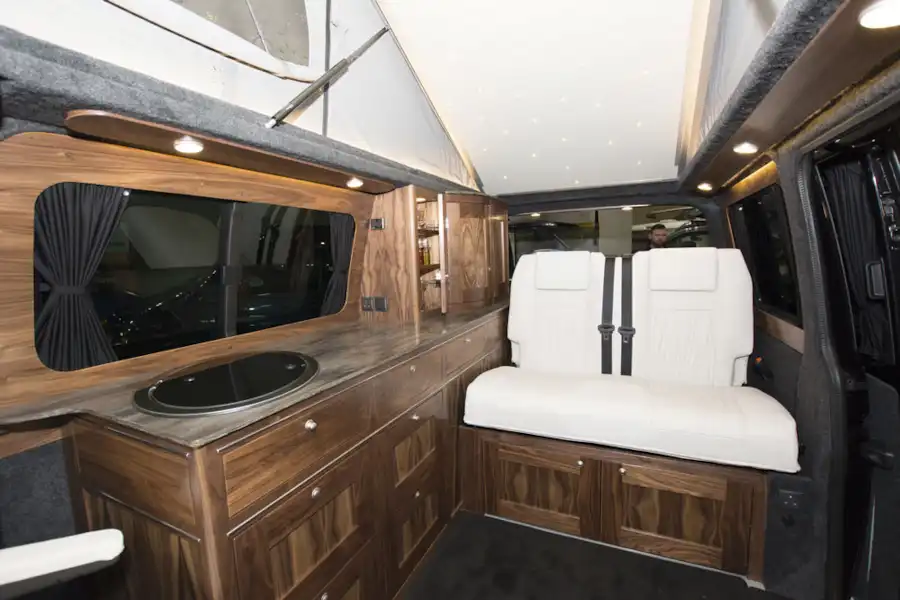 The plush interior of the Rolling Homes 10 campervan (Click to view full screen)