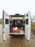 With rear doors open in the Adria Twin Supreme 640 SGX campervan