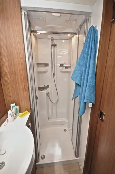 The shower is as close to home-like as it is possible to be (Click to view full screen)