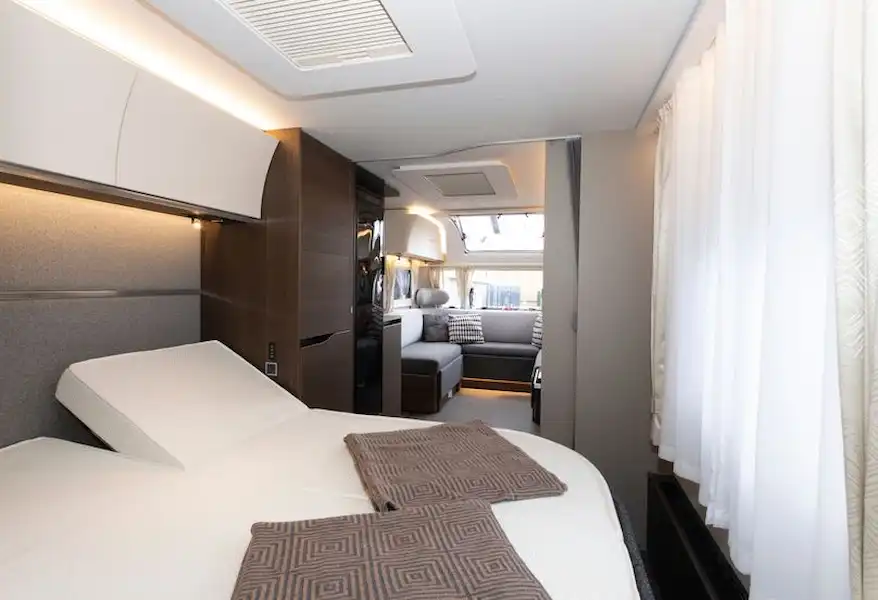 The Adria Alpina Mississippi caravan bedroom (Click to view full screen)