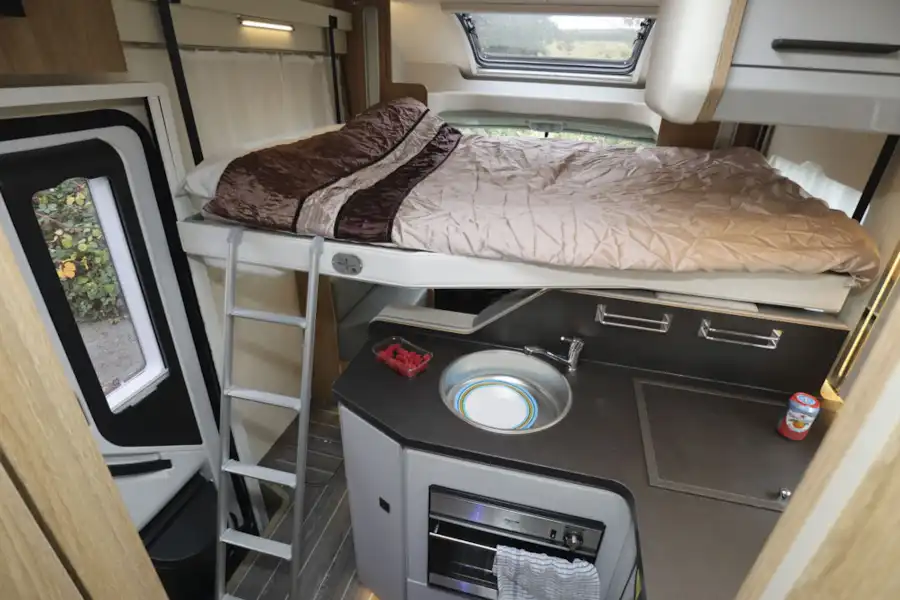 The drop-down bed in the Roller Team T-Line 743 motorhome (Click to view full screen)