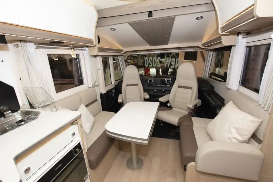 The lounge and cab area in the Rapido M96 motorhome (Click to view full screen)
