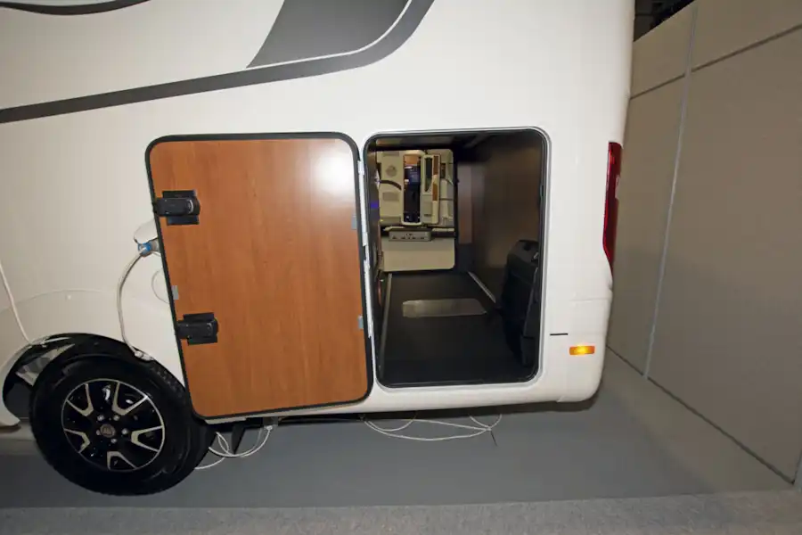 The garage in the Laika Ecovip 609 motorhome (Click to view full screen)