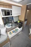 The kitchen in the Bailey Autograph 79-2F motorhome