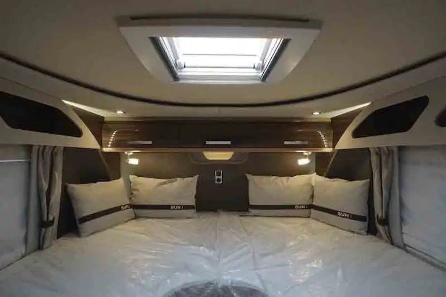 The bedroom is one of the star features of this Knaus motorhome - picture courtesy of Southdowns Motorcaravans (Click to view full screen)