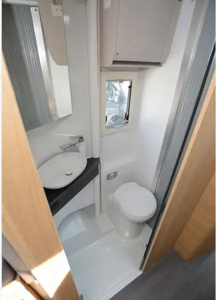 The Adria Matrix Axess 600 SL low-profile motorhome washroom (Click to view full screen)