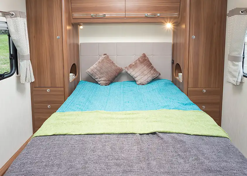 The caravan’s extra width means that the bed has corners which are only slightly rounded (Click to view full screen)