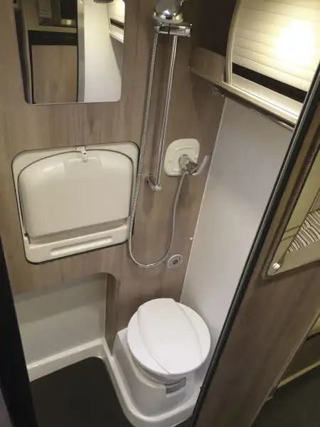 The washroom in the WildAx Aurora campervan (Click to view full screen)