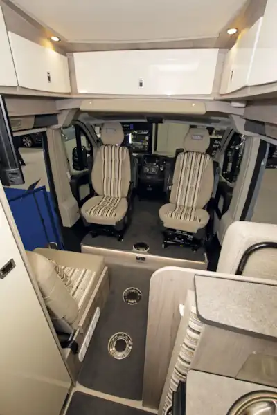 The cab seats in the WildAx Pulsar campervan (Click to view full screen)