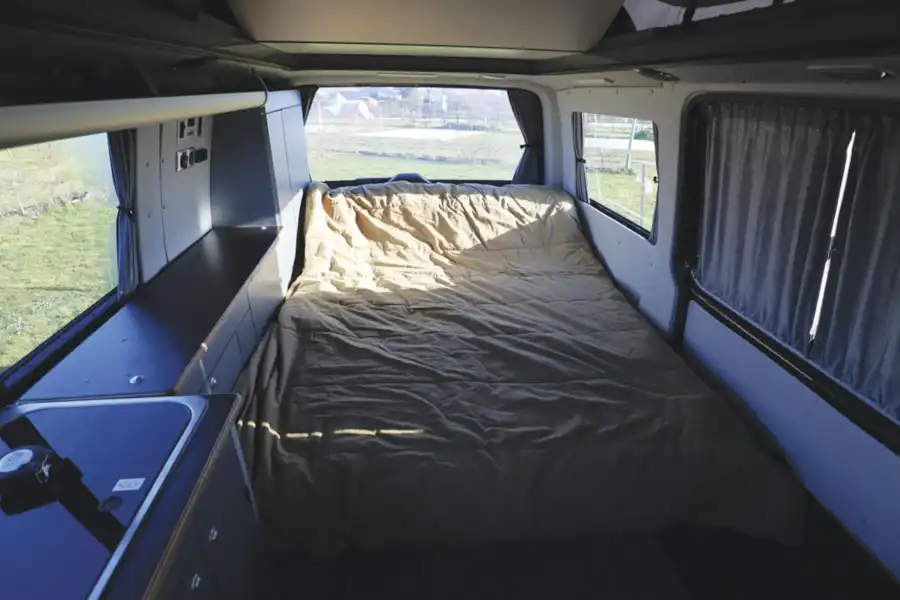 The bed in the HemBil Urban campervan (Click to view full screen)