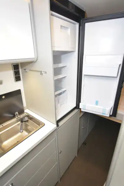 View of the fridge in the Hymer Free 600 Campus  (Click to view full screen)