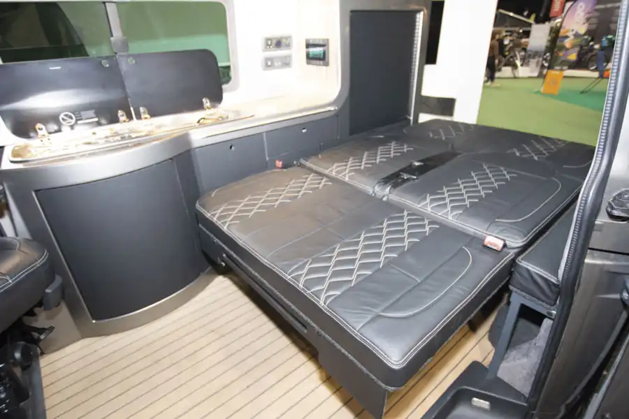 With the bed made in the VisionTech 20/20 Vision campervan (Click to view full screen)