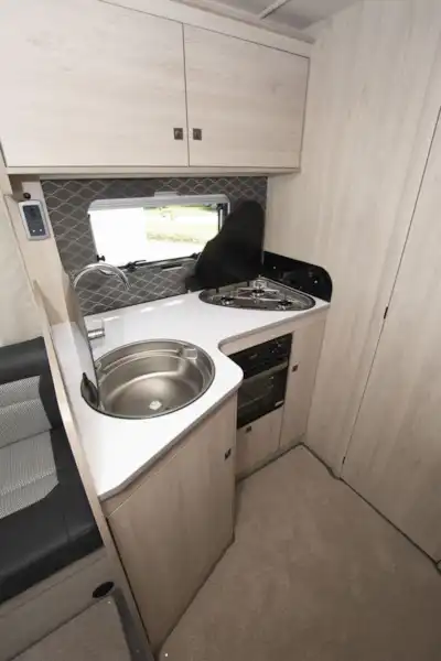 The kitchen in the Auto-Trail Tribute F60 motorhome (Click to view full screen)