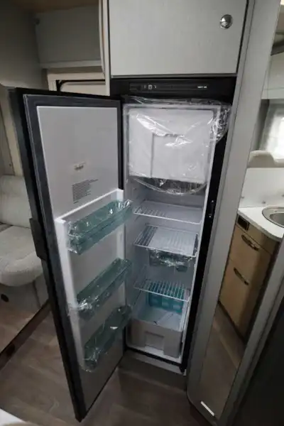 The large fridge/freezer in the Hymer TGL 578 Ambition (Click to view full screen)