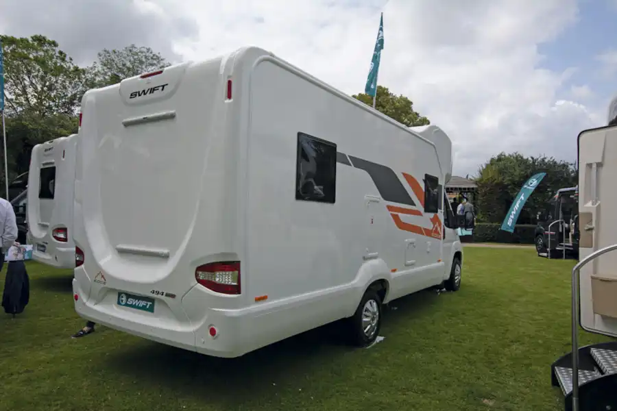 The rear of the Swift Edge 494 motorhome (Click to view full screen)