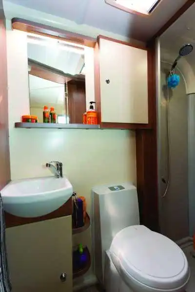 The washroom with a separate shower is on the offside at the back (Click to view full screen)