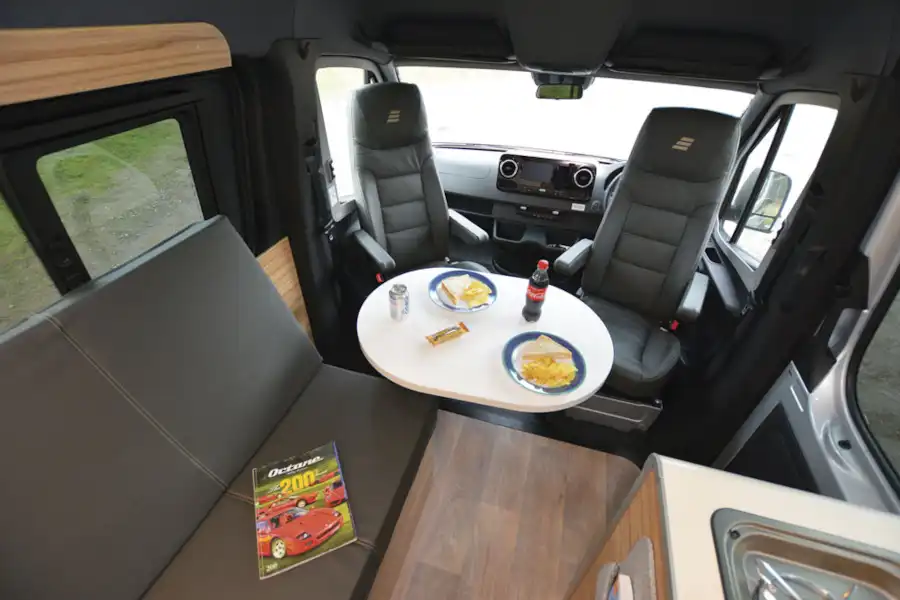 The lounge in the Hymer DuoCar S motorhome (Click to view full screen)