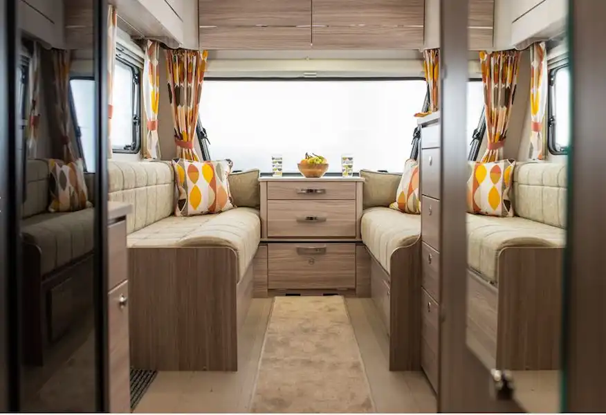 The Xplore 585 caravan rear lounge (photo courtesy of Erwin Hymer Group) (Click to view full screen)