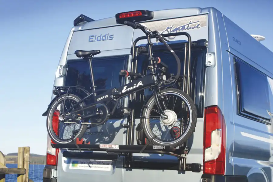 Bike rack storage on the Elddis Signature CV20 campervan (Click to view full screen)