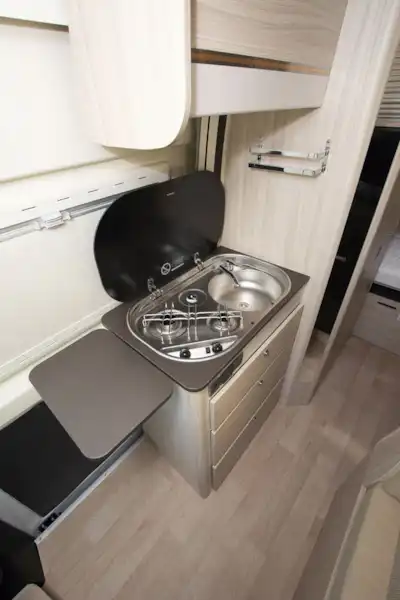 The kitchen in the Dreamer D53 Fun campervan (Click to view full screen)