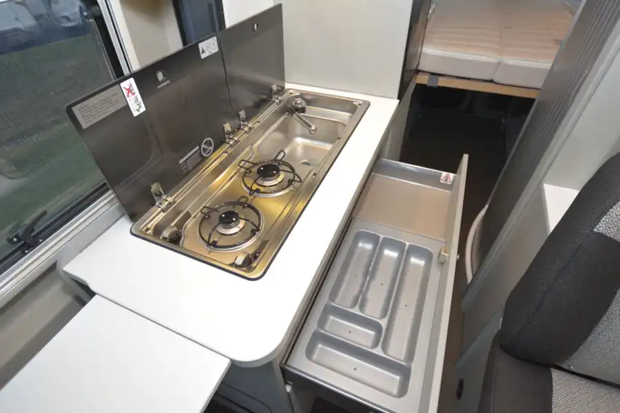 Close up of the hob in the Hymer Free 600 Campus  (Click to view full screen)