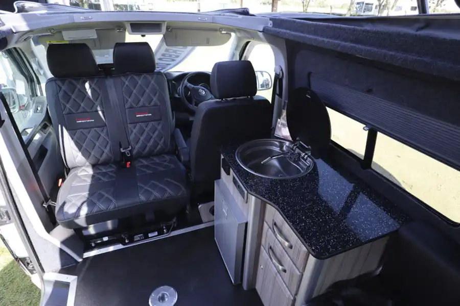 Inside the Imperial VW T6 L-shape campervan (Click to view full screen)