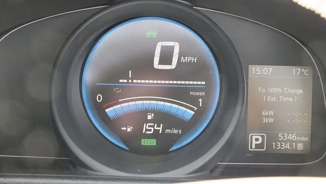 Close up of the dashboard in the Small Campervan Nissan e-NV200 (Click to view full screen)