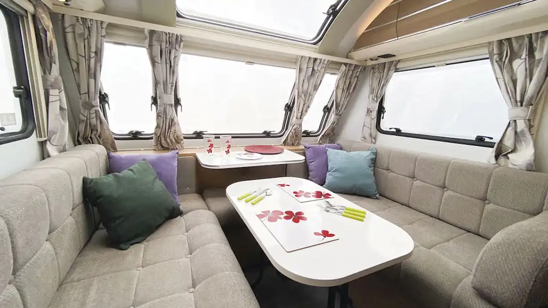 The lounge in the Adria Adora Seine caravan (Click to view full screen)