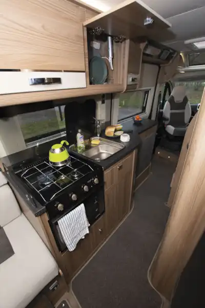 The kitchen in the Swift Select 184 motorhome (Click to view full screen)