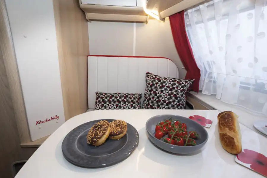 The table in the Eriba Touring Troll 530 Rockabilly caravan (Click to view full screen)