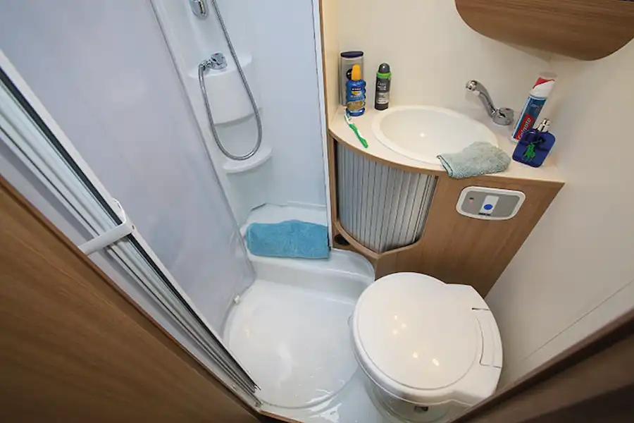 A super washroom has a roomy shower (Click to view full screen)