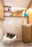 The bathroom of the Bailey Phoenix+ 440 caravan 