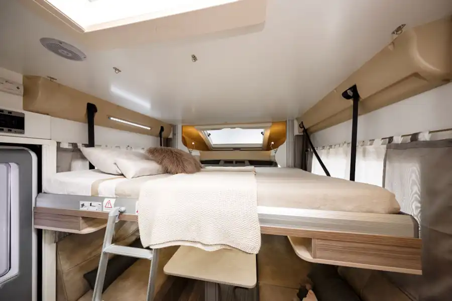 The drop down bed in the Benimar Tessoro 487 motorhome (Click to view full screen)