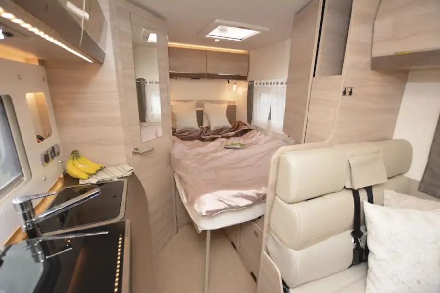 The rear bed in the Rapido C56 motorhome (Click to view full screen)
