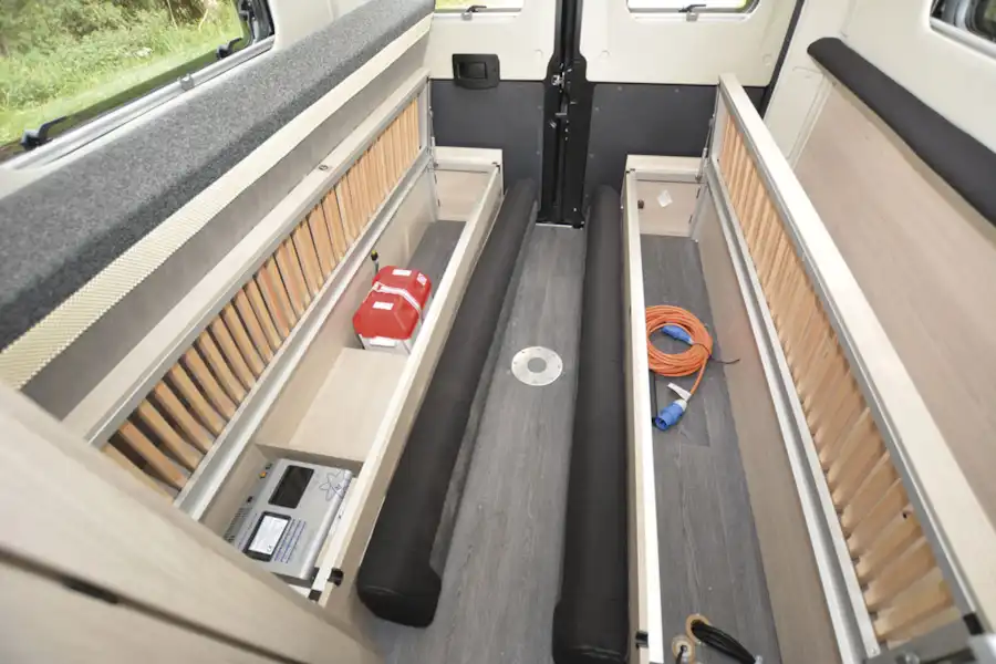 Under seat storage in the Auto-Trail Expedition (Click to view full screen)