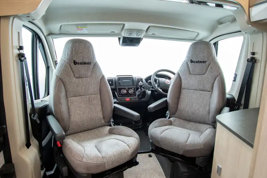 The cab seats in the Benivan 120 campervan (Click to view full screen)