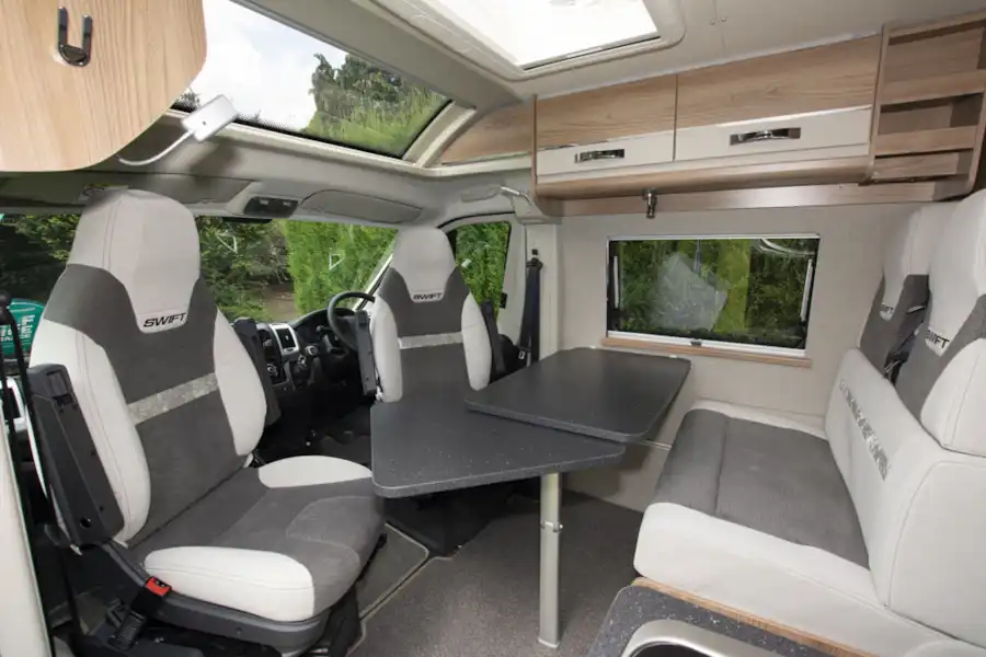 The lounge in the Swift Select 174 campervan (Click to view full screen)