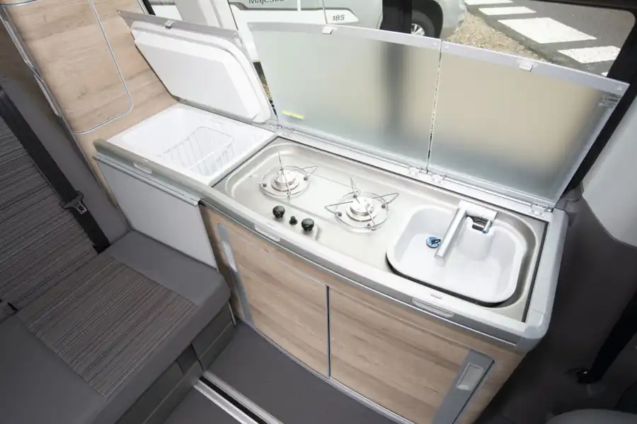 The hob in the galley of the VW California Coast campervan (Click to view full screen)