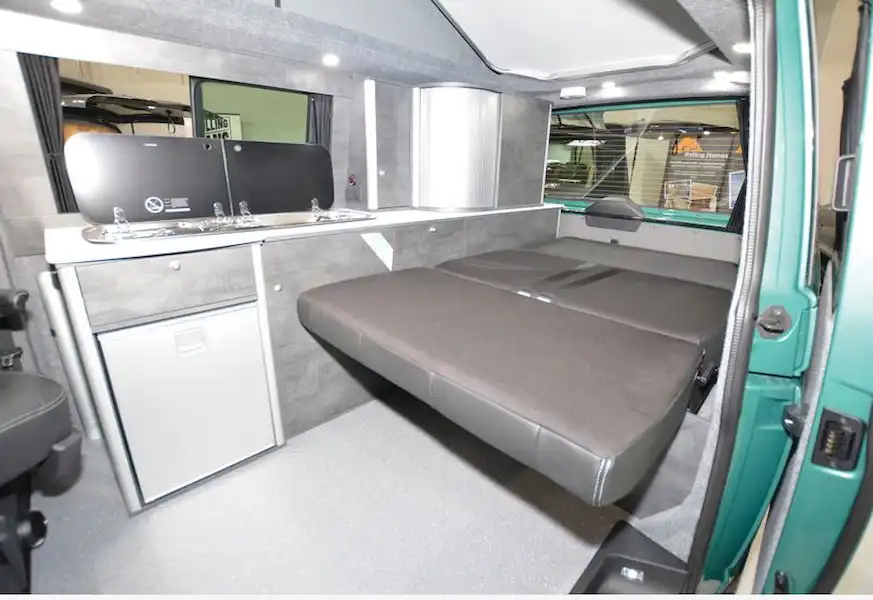 The Rolling Homes Shackleton campervan interior (Click to view full screen)